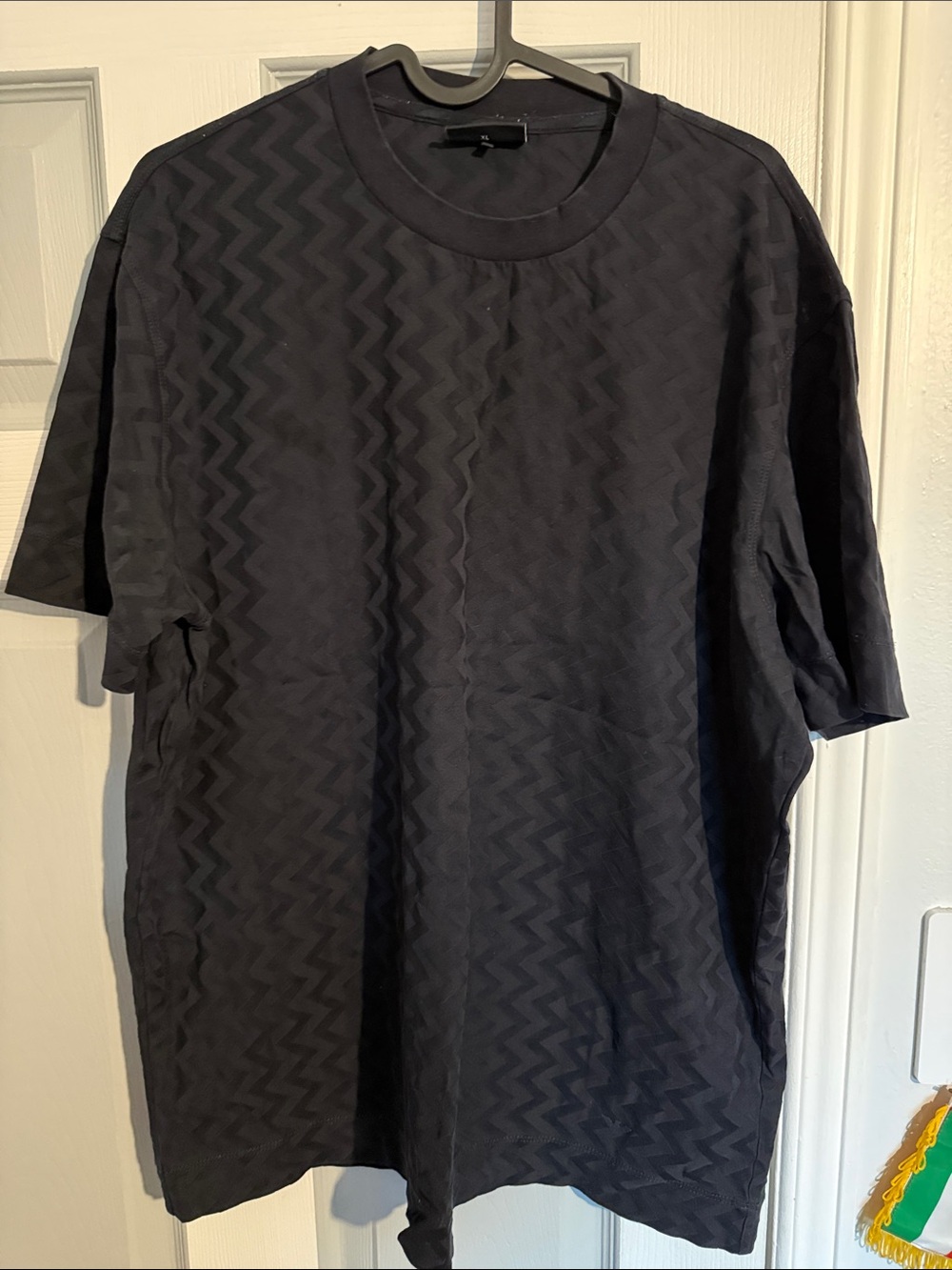 Emporio Armani Black Zigzag-Textured Short-Sleeve Tee